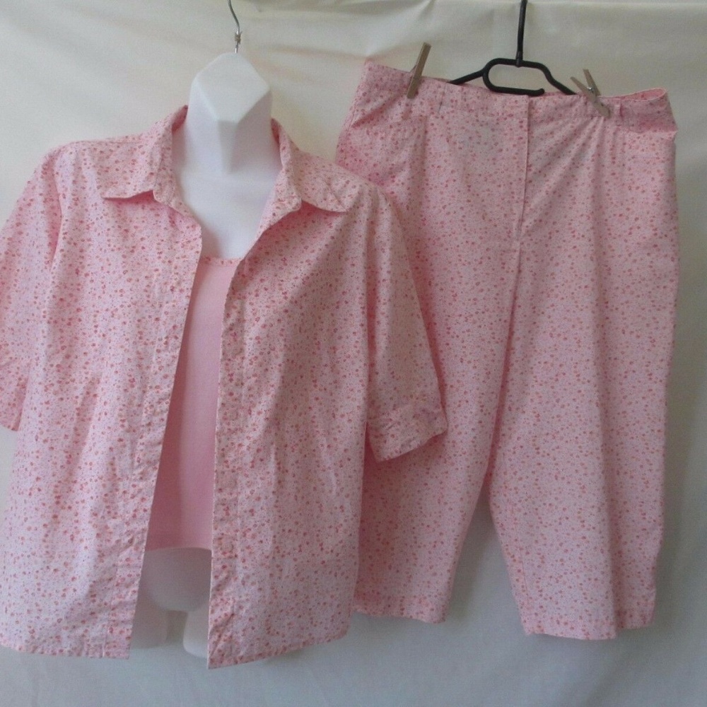 3PC  SUIT 12 14 16 PANTS BLOUSE TOP SHORTS PLUS